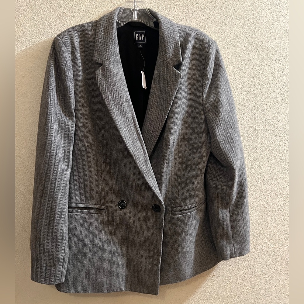 NWT GAP Women's Gray Tweed Double Breasted Blazer